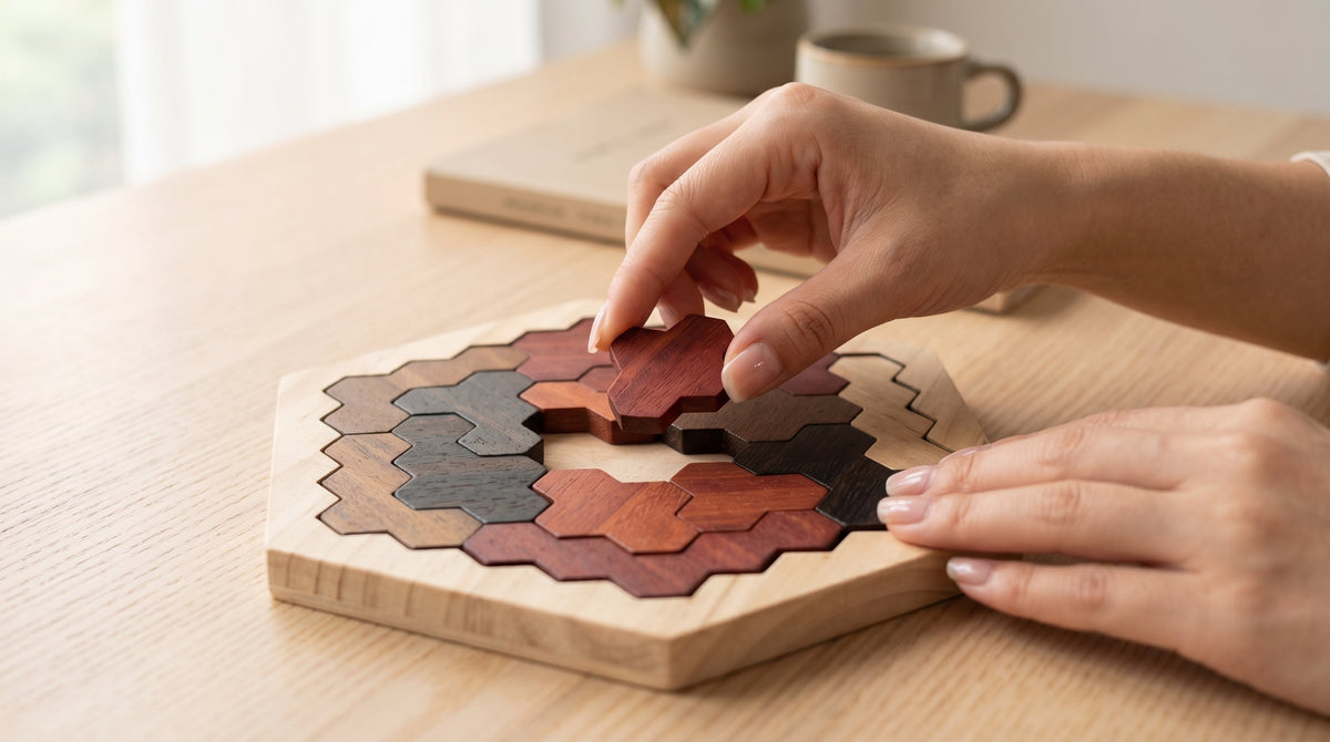 Tangram Hexagone en Bois Montessori Puzzle