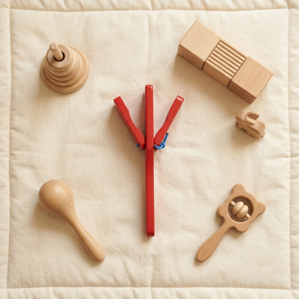 Castagnettes en Bois Enfant – Jouet Musical Montessori dès 1 an