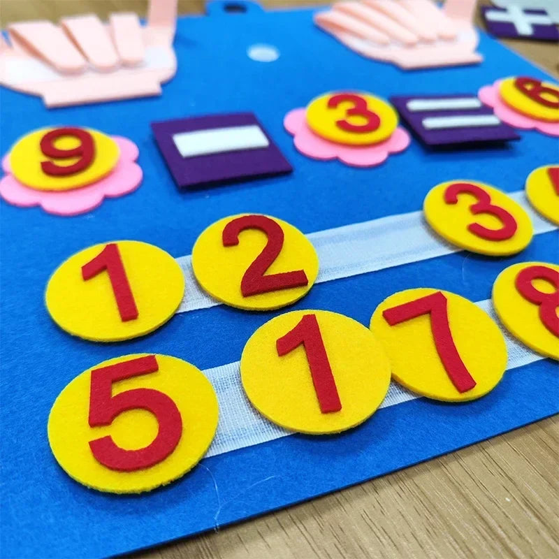🧠Planche Mathématique Montessori en Feutre – Apprentissage Ludique des Chiffres et Calculs pour Enfants