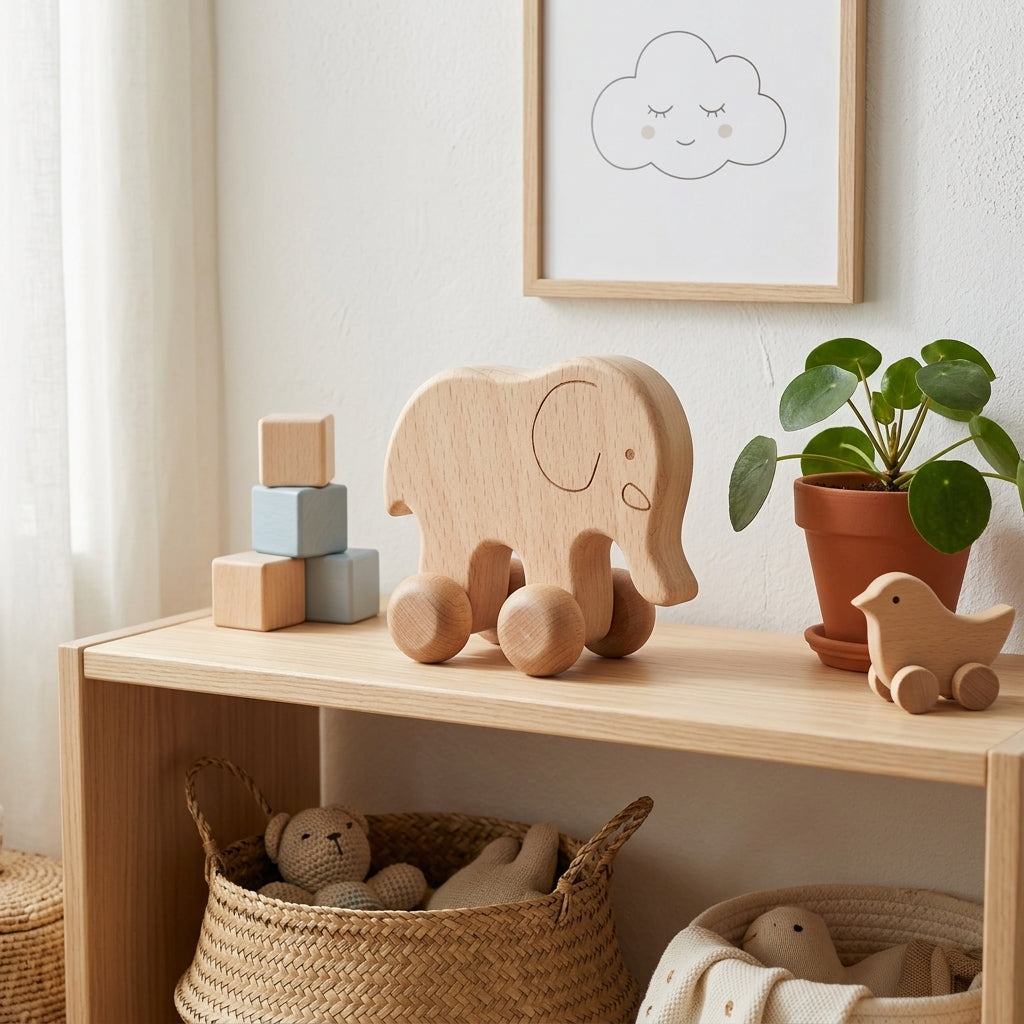 Jouet à roulettes à pousser Éléphants | Jouet en Bois