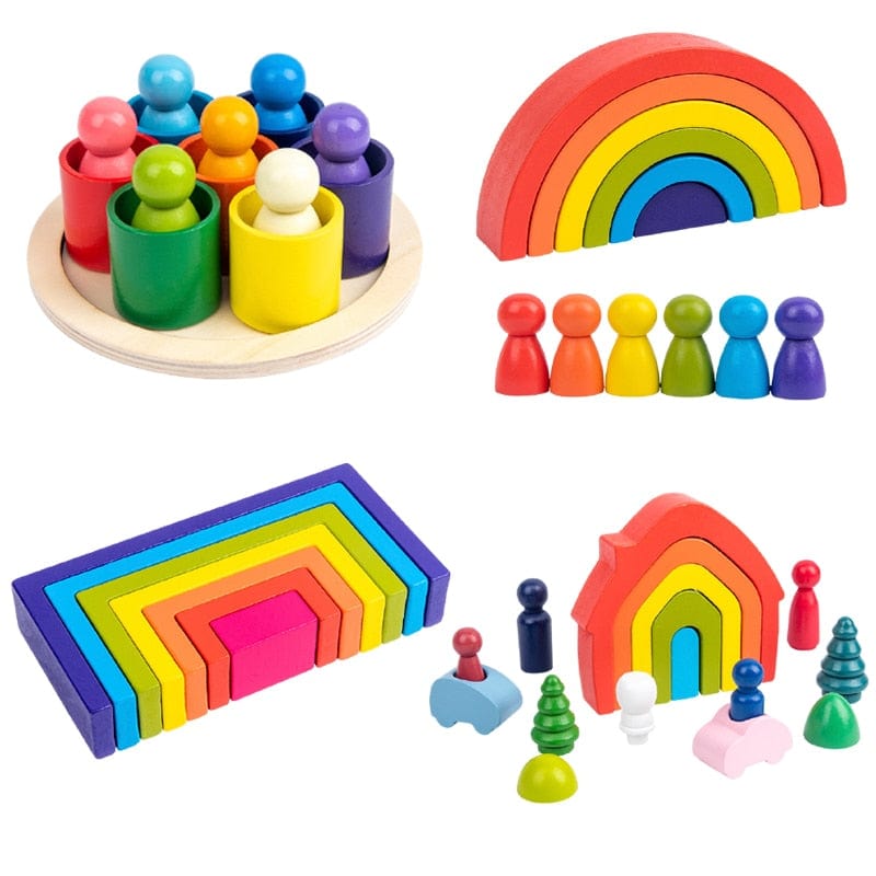 Arc-En-Ciel Pastel En Bois Montessori - Édition Délicate