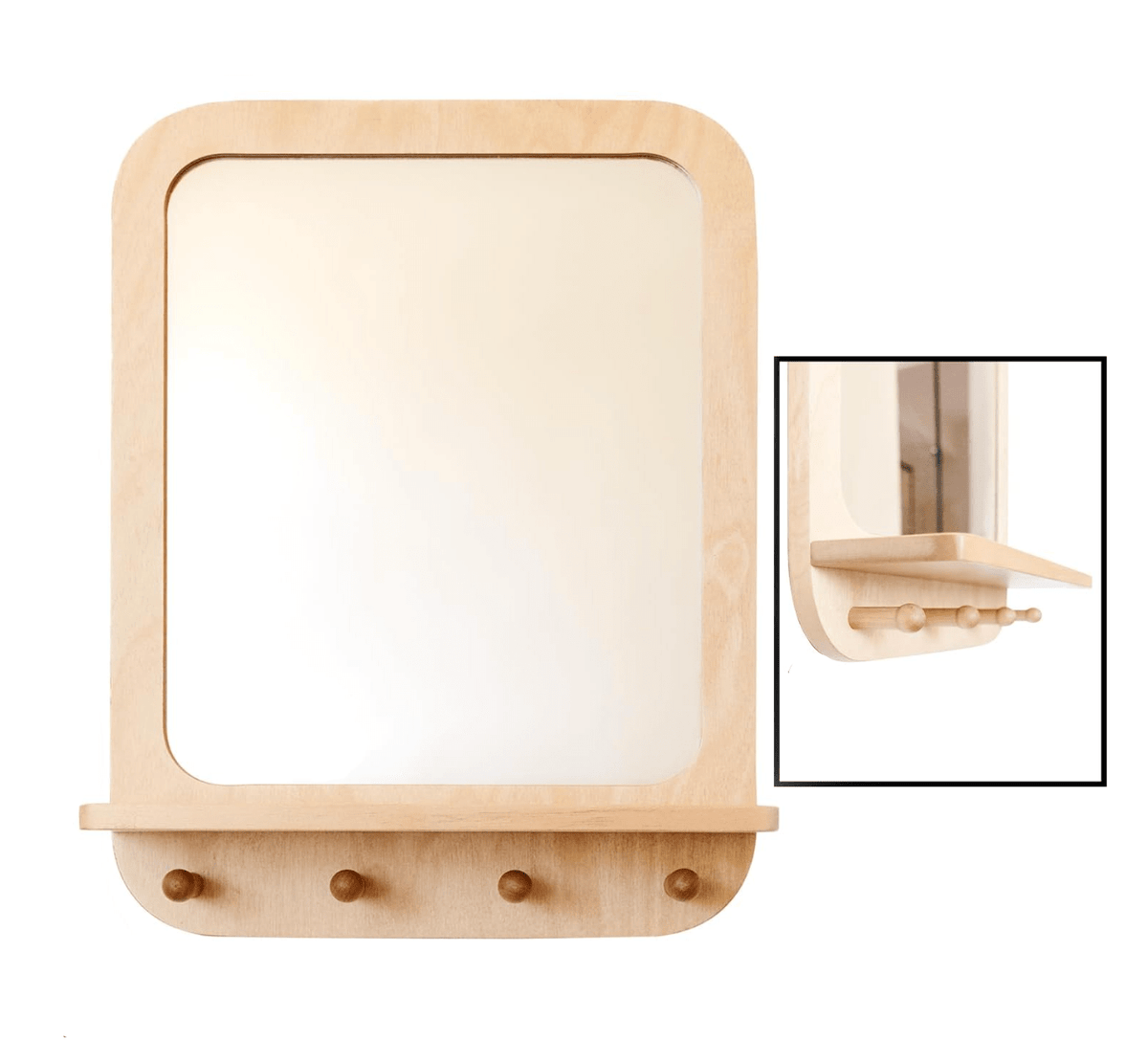 Miroir en bois Montessori pour les tout-petits - Acrylique de qualité