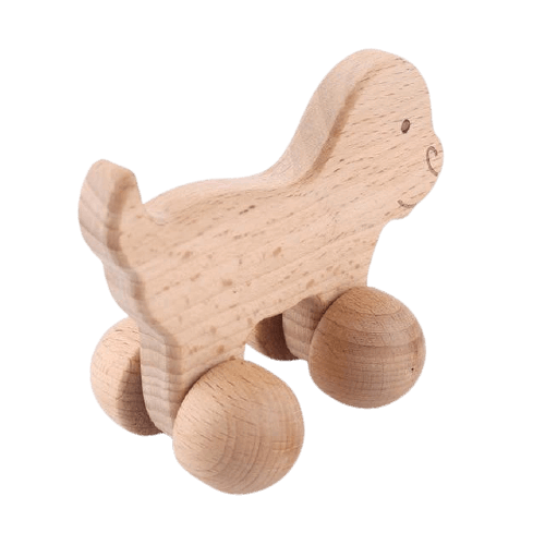 Hochet en Bois Montessori Chien Joyeux
