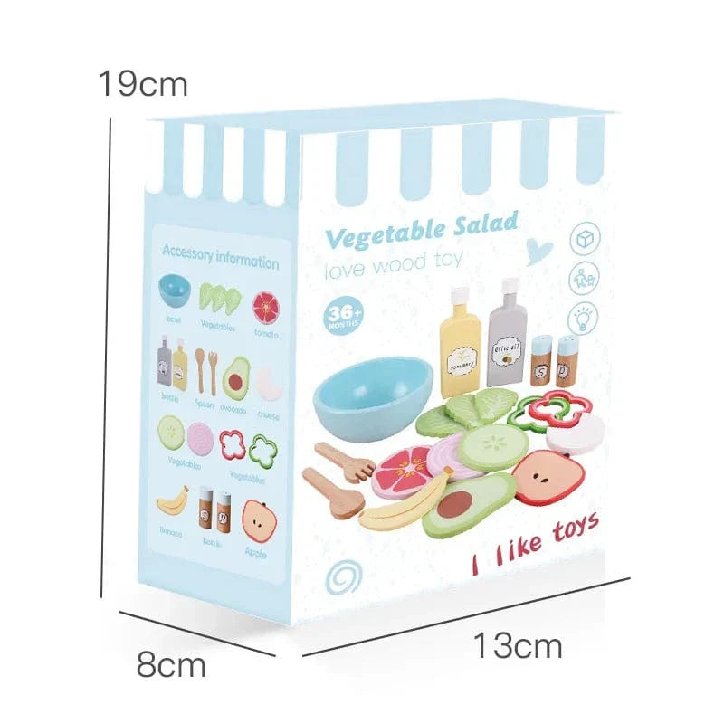 Jeu de cuisine en bois Montessori - Salade de fruits et crudités