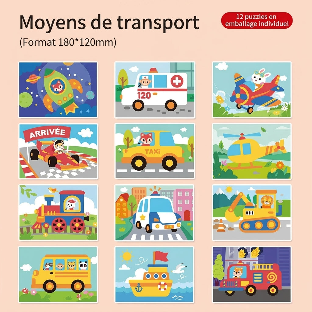 Puzzles autocollants en 3D en mousse EVA - Pack de 10/12 feuilles