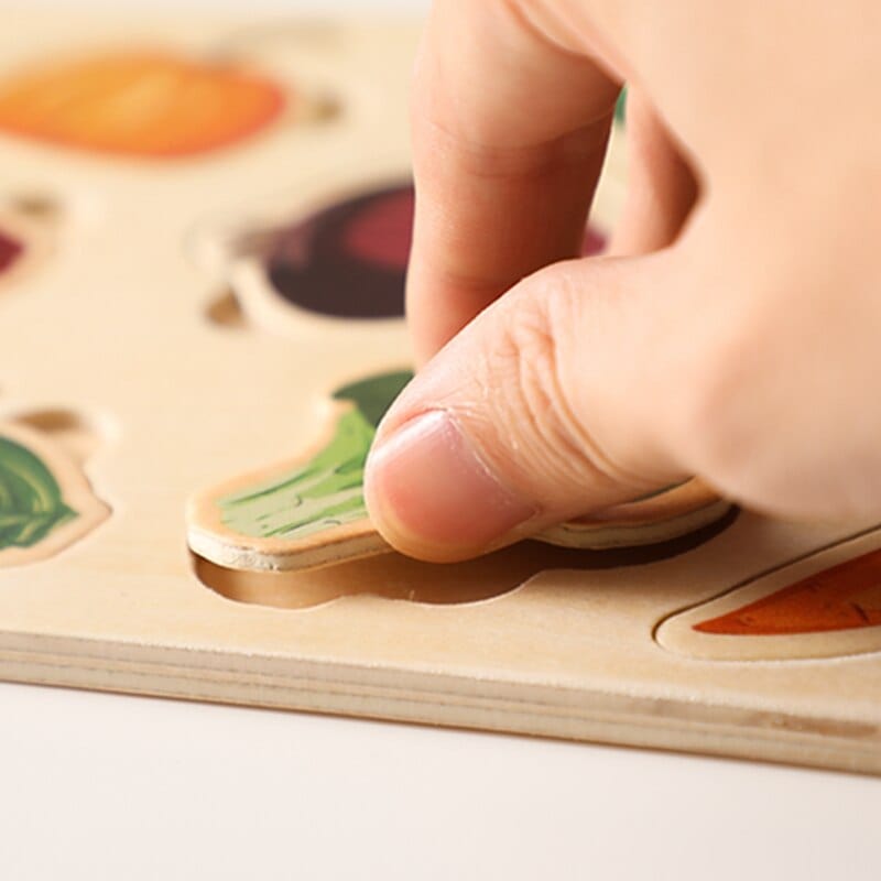 Puzzle Montessori des Légumes en Bois d'Apprentissage