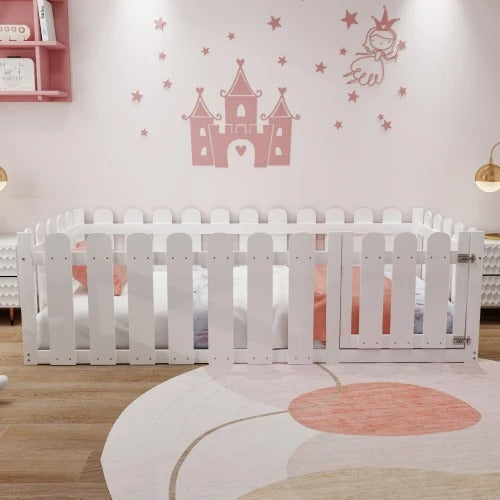 Lit Montessori au Sol Design Barrière – Sécurité & Autonomie dès le Plus Jeune Âge