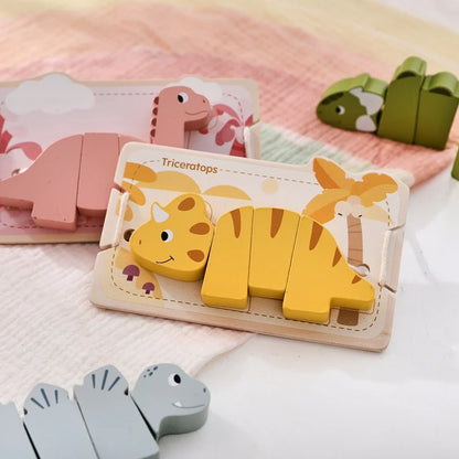 Puzzle d'enfilage de dinosaures Montessori : le jeu éducatif parfait !