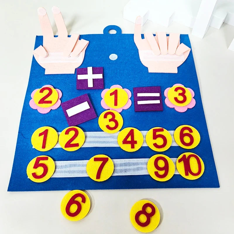 🧠 Planche Mathématique Montessori en Feutre – Apprentissage Ludique des Chiffres et Calculs pour Enfants