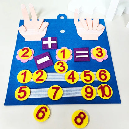 🧠 Planche Mathématique Montessori en Feutre – Apprentissage Ludique des Chiffres et Calculs pour Enfants