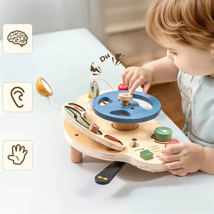 BusyBoard™ - Jouet Montessori 5-en-1 en Bois | Divers Designs et Activités