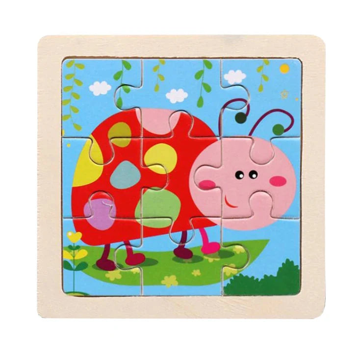 WoodLearner - Puzzle Éducatif en Bois  | Motifs Animaux & Véhicules | Jeu Montessori Éducatif (3-6 ans)