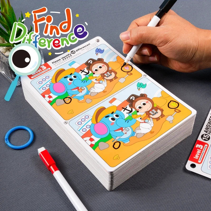 Jeu "Find the Difference" éducatif avec feutre effaçable