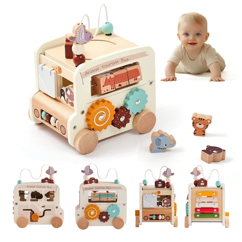 BusyBoard™ - Jouet Montessori 5-en-1 en Bois | Divers Designs et Activités