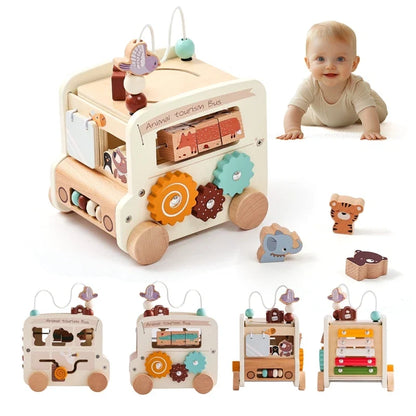BusyBoard™ - Jouet Montessori 5-en-1 en Bois | Divers Designs et Activités