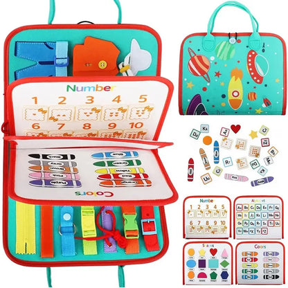 🎒 Busy Board Éducatif 7-en-1 – Jouet Sensoriel pour Tout-Petits