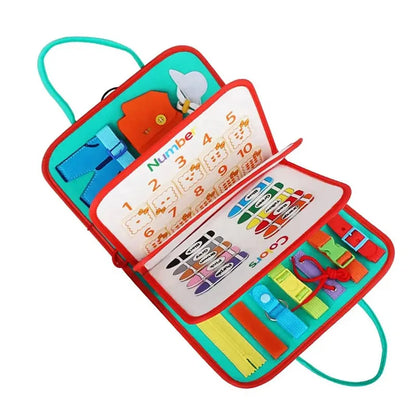 🎒 Busy Board Éducatif 7-en-1 – Jouet Sensoriel pour Tout-Petits