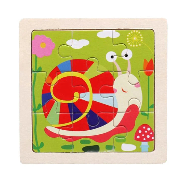 WoodLearner - Puzzle Éducatif en Bois  | Motifs Animaux & Véhicules | Jeu Montessori Éducatif (3-6 ans)