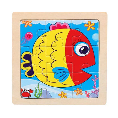 WoodLearner - Puzzle Éducatif en Bois  | Motifs Animaux & Véhicules | Jeu Montessori Éducatif (3-6 ans)