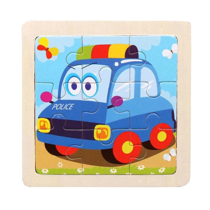 WoodLearner - Puzzle Éducatif en Bois  | Motifs Animaux & Véhicules | Jeu Montessori Éducatif (3-6 ans)