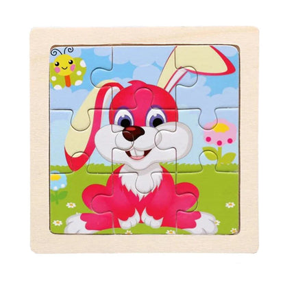 WoodLearner - Puzzle Éducatif en Bois  | Motifs Animaux & Véhicules | Jeu Montessori Éducatif (3-6 ans)