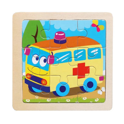 WoodLearner - Puzzle Éducatif en Bois  | Motifs Animaux & Véhicules | Jeu Montessori Éducatif (3-6 ans)