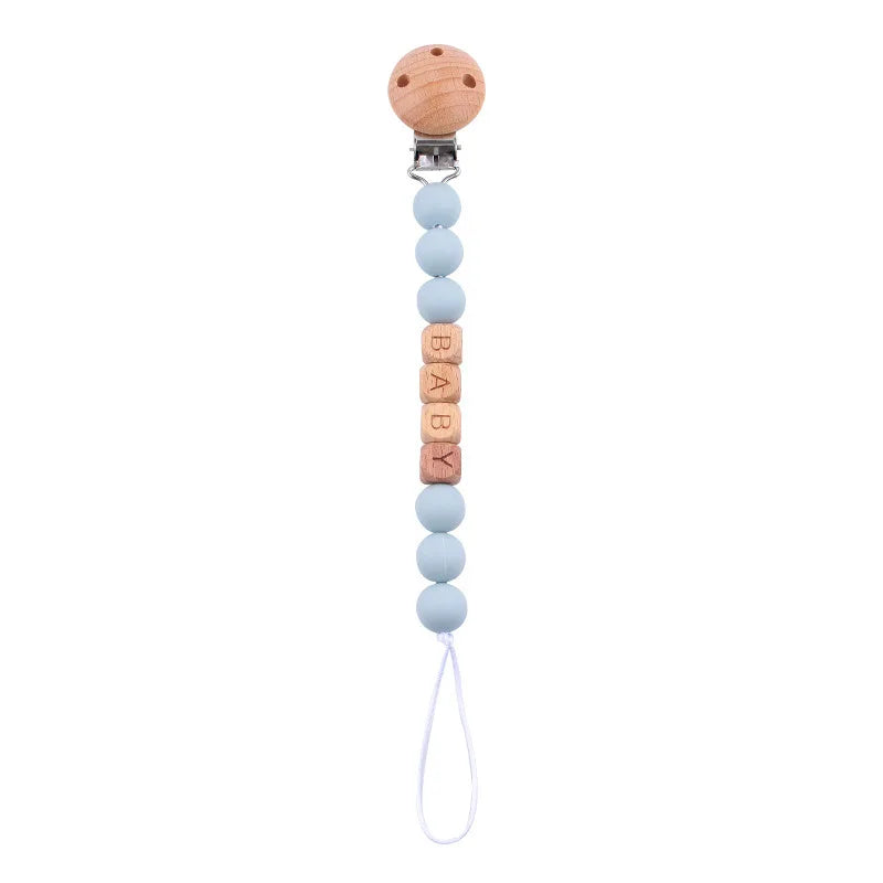 Attache Tétine Personnalisée en Bois et Silicone – Sécurité & Douceur Montessori