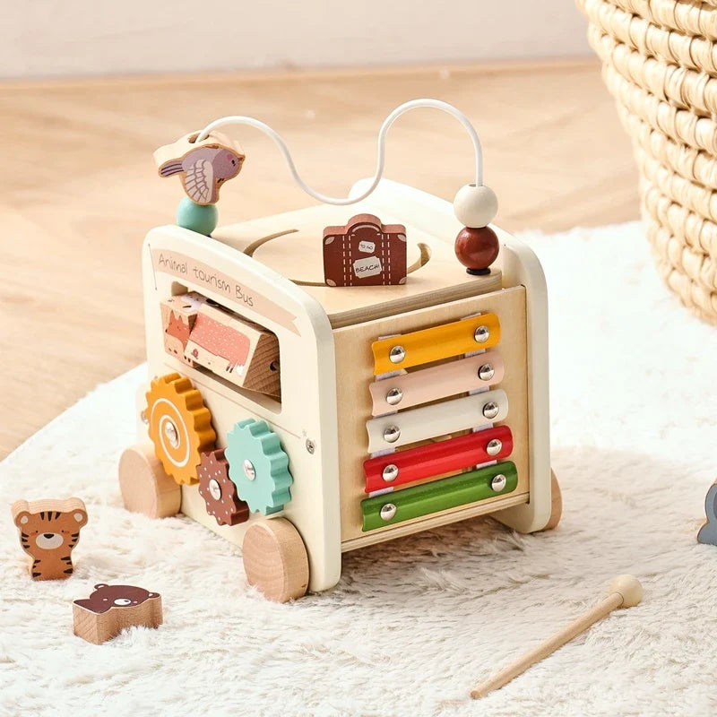 BusyBoard™ - Jouet Montessori 5-en-1 en Bois | Divers Designs et Activités