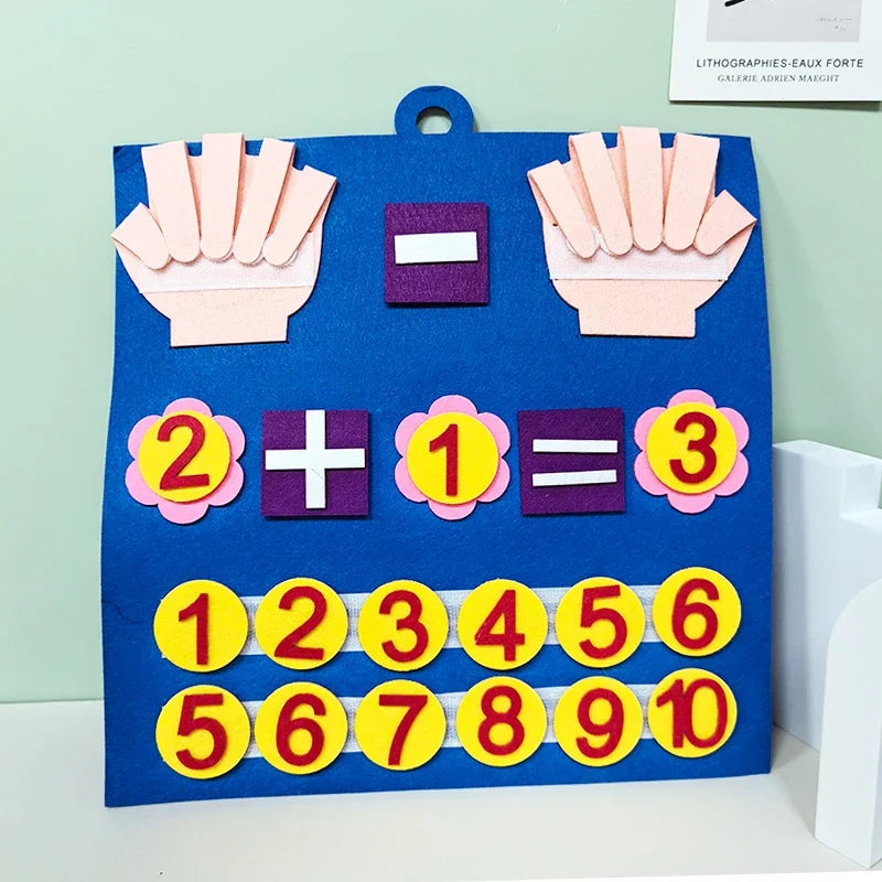 🧠 Planche Mathématique Montessori en Feutre – Apprentissage Ludique des Chiffres et Calculs pour Enfants