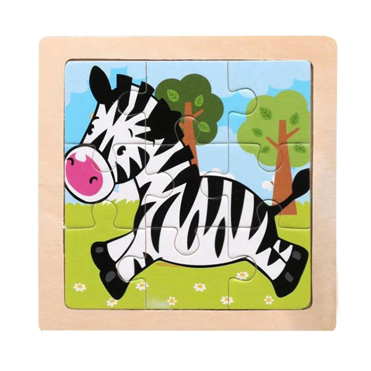 WoodLearner - Puzzle Éducatif en Bois  | Motifs Animaux & Véhicules | Jeu Montessori Éducatif (3-6 ans)