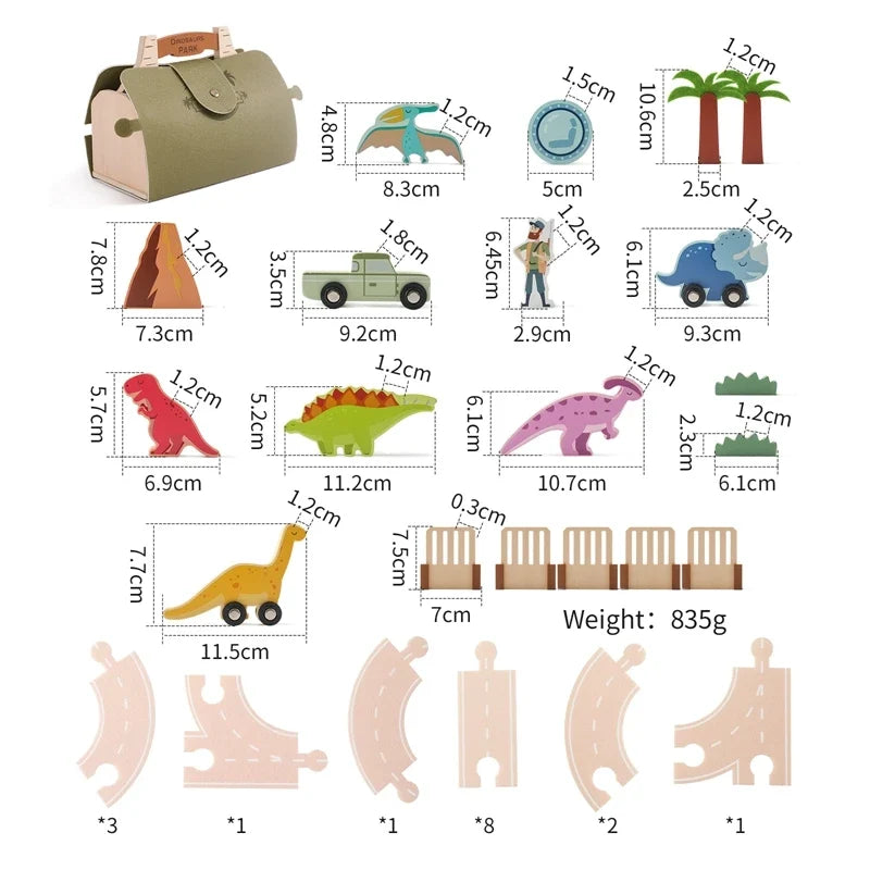 Mallette Dinosaure Jouet Enfant – Coffret Éducatif en Bois avec Figurines | Jeu d'Imitation Montessori