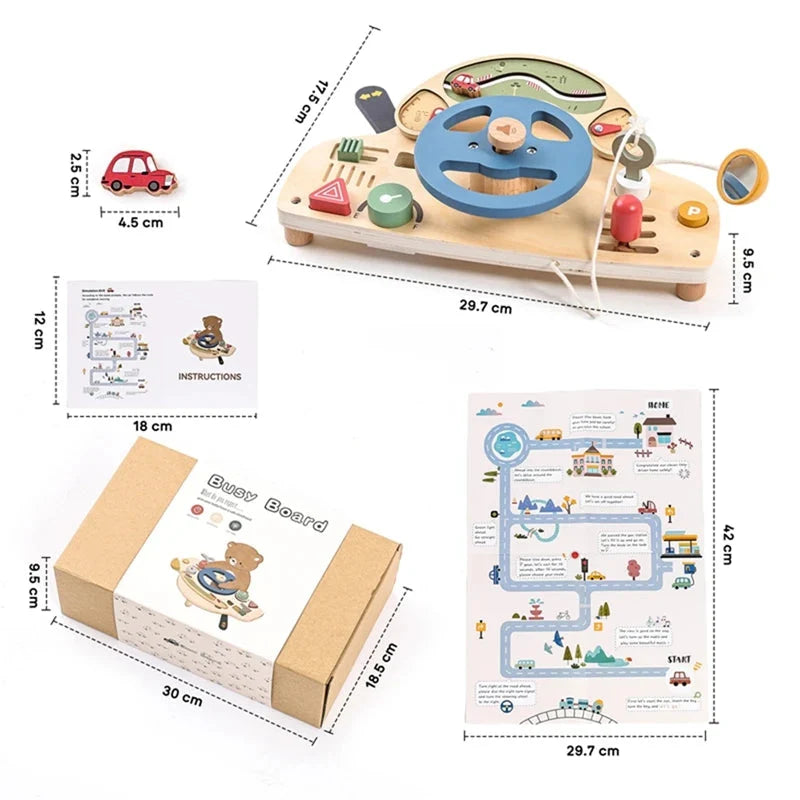 BusyBoard™ - Jouet Montessori 5-en-1 en Bois | Divers Designs et Activités