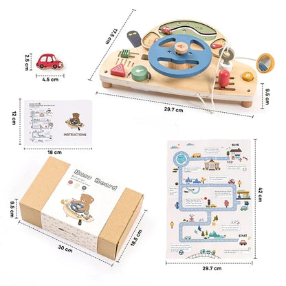 BusyBoard™ - Jouet Montessori 5-en-1 en Bois | Divers Designs et Activités