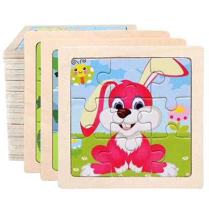 WoodLearner - Puzzle Éducatif en Bois  | Motifs Animaux & Véhicules | Jeu Montessori Éducatif (3-6 ans)