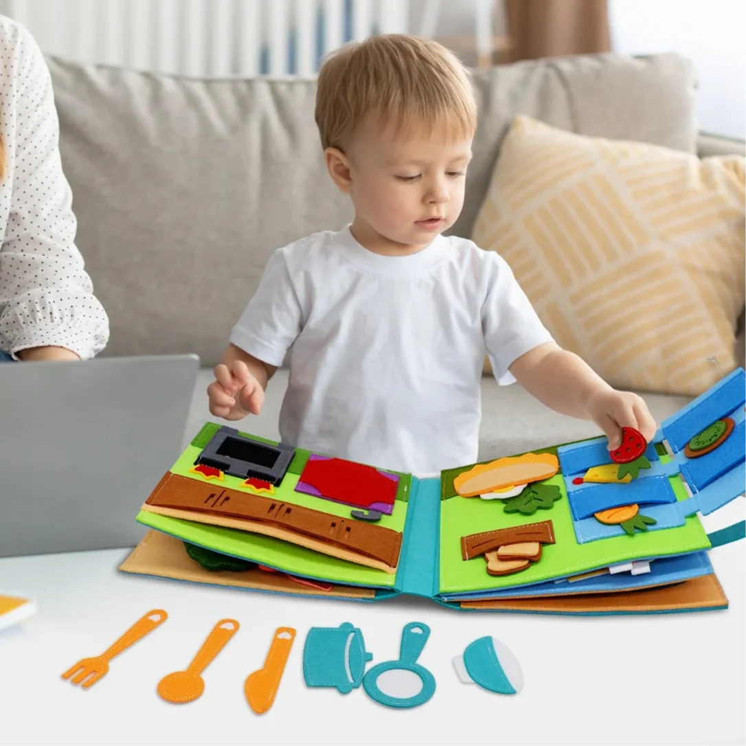Livre Montessori Éducatif en Feutrine BizyKoady™ | Livre d'Activités Quiet Book Interactif pour Enfants 🌈📚