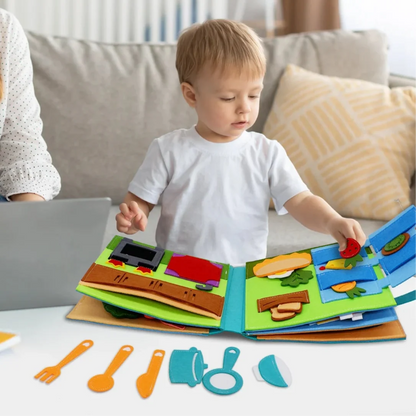 Livre Montessori Éducatif en Feutrine BizyKoady™ | Livre d'Activités Quiet Book Interactif pour Enfants 🌈📚