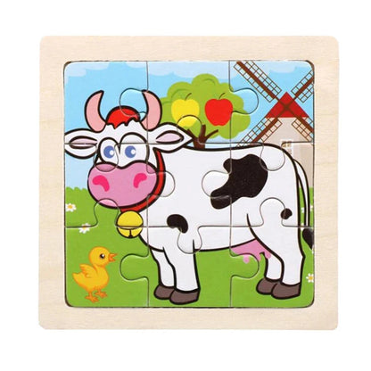 WoodLearner - Puzzle Éducatif en Bois  | Motifs Animaux & Véhicules | Jeu Montessori Éducatif (3-6 ans)