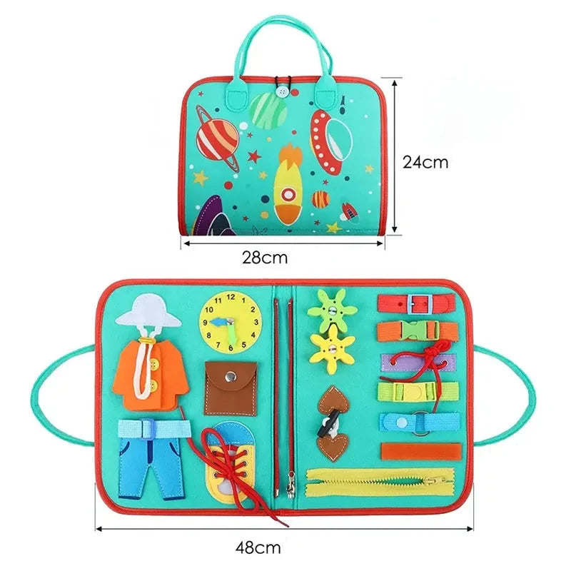 🎒 Busy Board Éducatif 7-en-1 – Jouet Sensoriel pour Tout-Petits