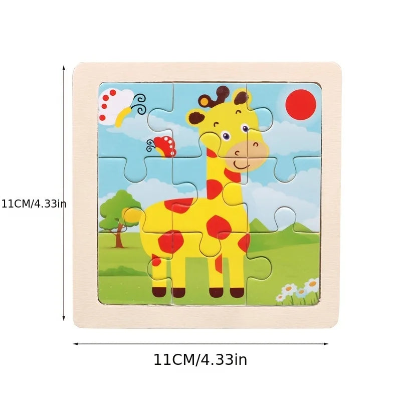 WoodLearner - Puzzle Éducatif en Bois  | Motifs Animaux & Véhicules | Jeu Montessori Éducatif (3-6 ans)