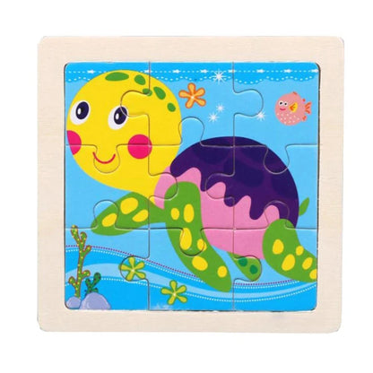 WoodLearner - Puzzle Éducatif en Bois  | Motifs Animaux & Véhicules | Jeu Montessori Éducatif (3-6 ans)