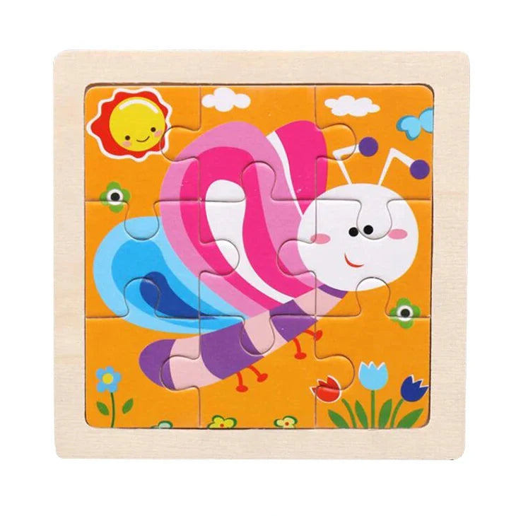 WoodLearner - Puzzle Éducatif en Bois  | Motifs Animaux & Véhicules | Jeu Montessori Éducatif (3-6 ans)