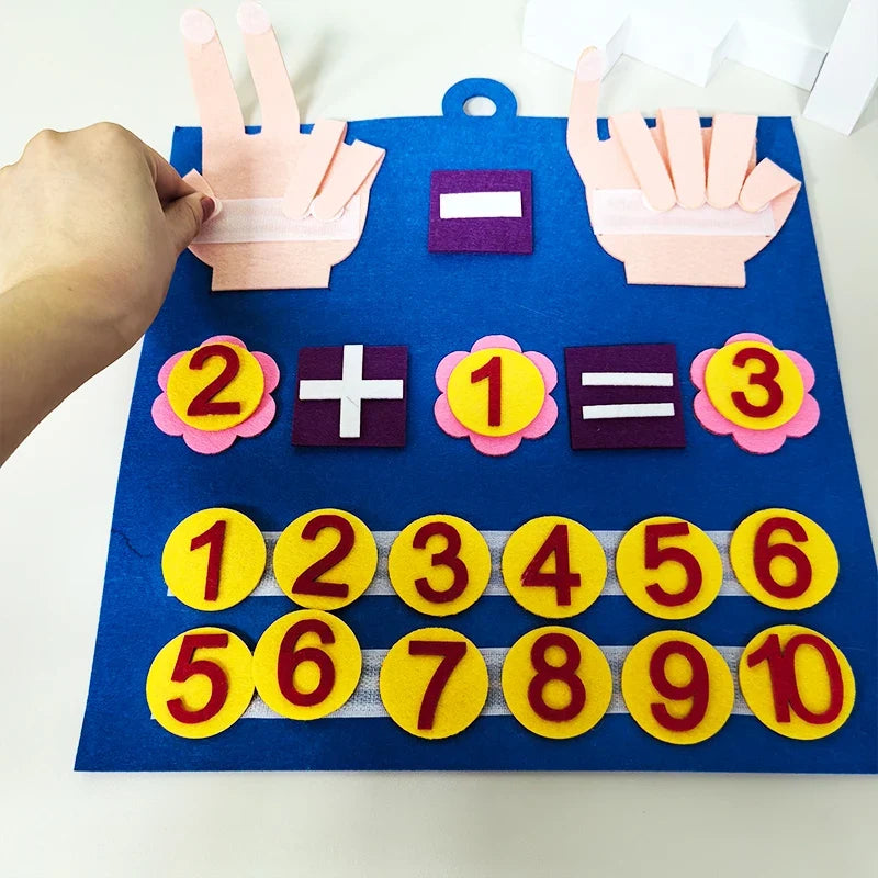 🧠 Planche Mathématique Montessori en Feutre – Apprentissage Ludique des Chiffres et Calculs pour Enfants