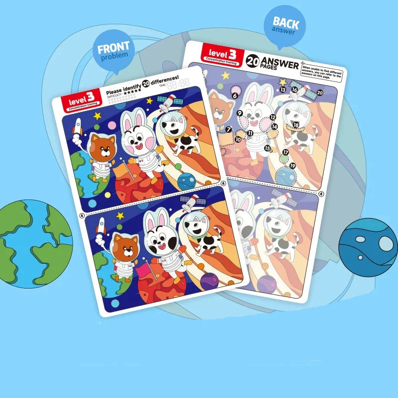 Jeu "Find the Difference" éducatif avec feutre effaçable