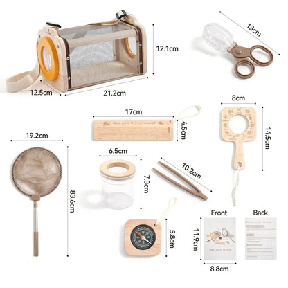 Kit d'explorateur en plein air pour enfants : jeu d'aventure Montessori en bois