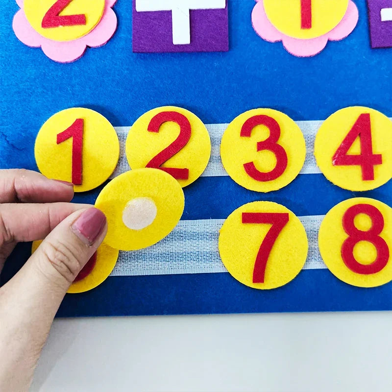 🧠 Planche Mathématique Montessori en Feutre – Apprentissage Ludique des Chiffres et Calculs pour Enfants