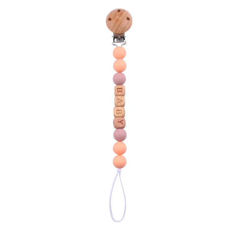 Attache Tétine Personnalisée en Bois et Silicone – Sécurité & Douceur Montessori