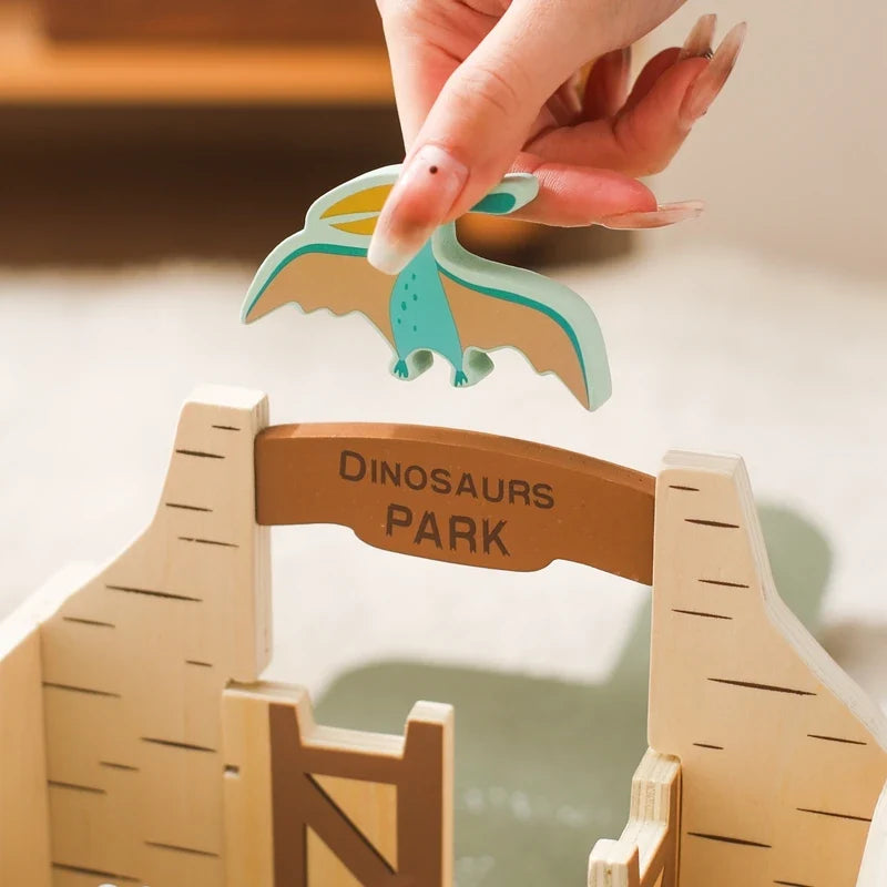Mallette Dinosaure Jouet Enfant – Coffret Éducatif en Bois avec Figurines | Jeu d'Imitation Montessori