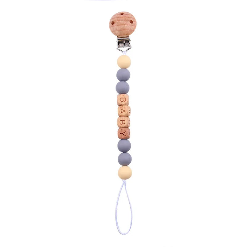 Attache Tétine Personnalisée en Bois et Silicone – Sécurité & Douceur Montessori