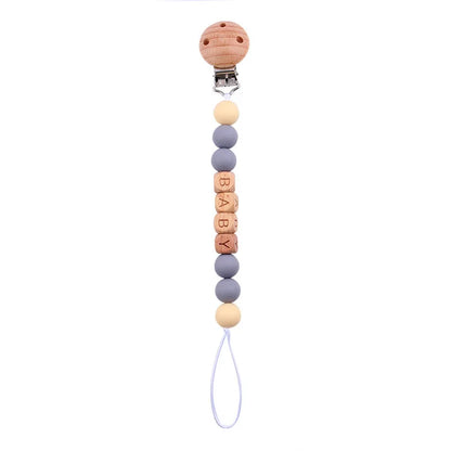 Attache Tétine Personnalisée en Bois et Silicone – Sécurité & Douceur Montessori