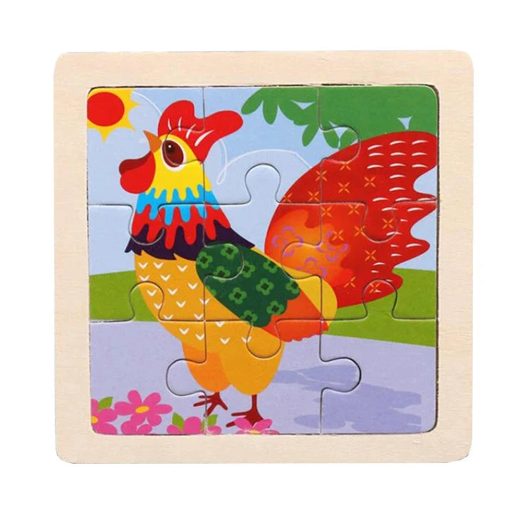WoodLearner - Puzzle Éducatif en Bois  | Motifs Animaux & Véhicules | Jeu Montessori Éducatif (3-6 ans)
